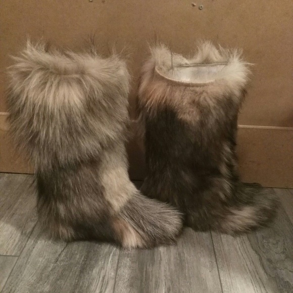 wolf fur boots